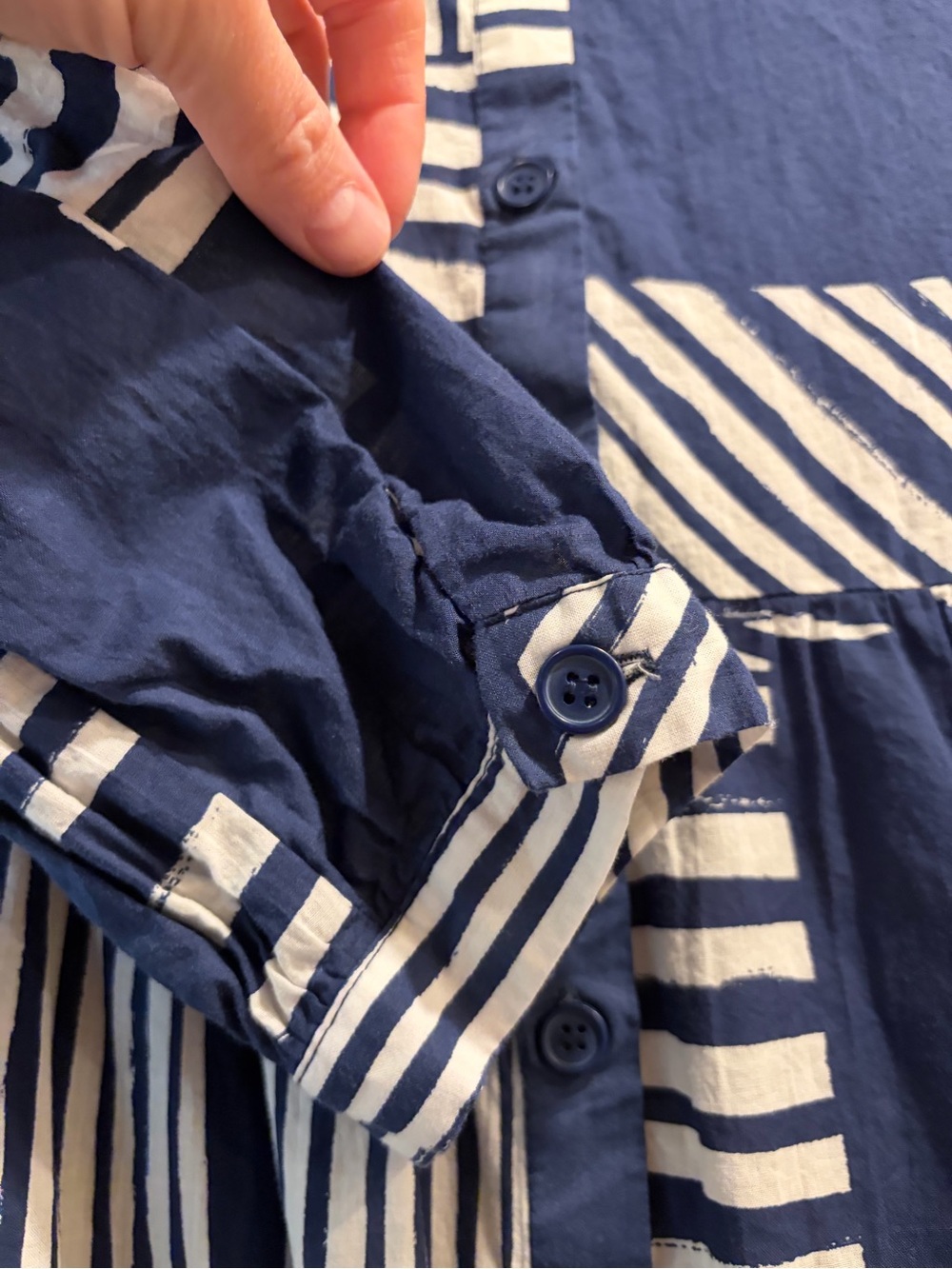 Zara Navy and White Striped Block Midi Shirt Dress - Picture 5 of 5